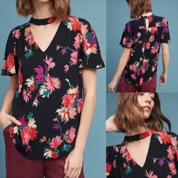 Anthropologie Maeve Bella Choker Floral Blouse Size XS - Picture 2 of 12